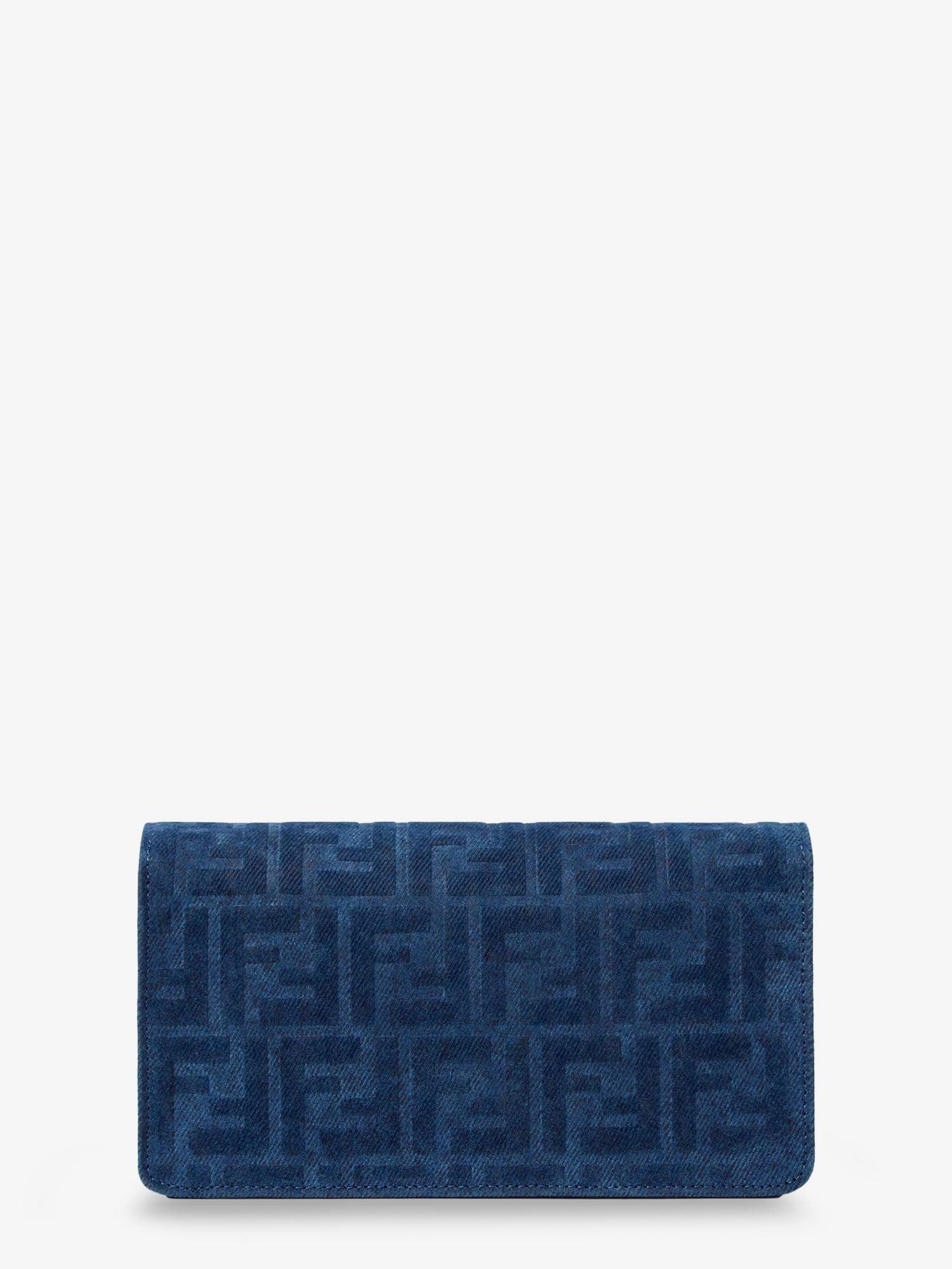 Fendi Wallet On Chain Baguette Shoulder Bag in Denim-Effect FF Corduroy