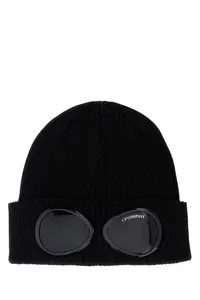 C.p. Company Black Cotton Beanie Hat