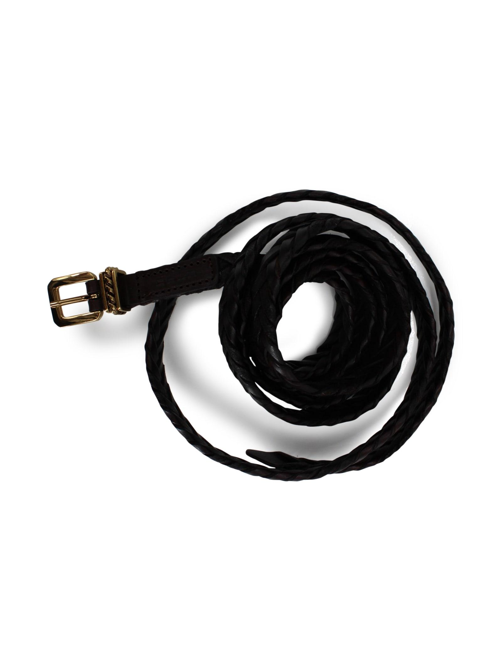 Etro Double Wrap Braided Leather Belt