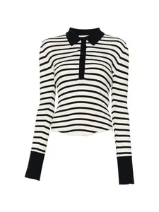 SEMICOUTURE Aida Striped Cotton Polo Shirt