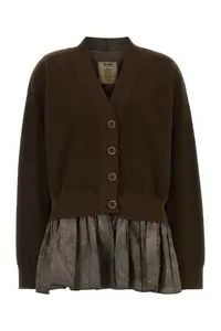 UMA WANG Brown Cotton Blend Oversize Cardigan