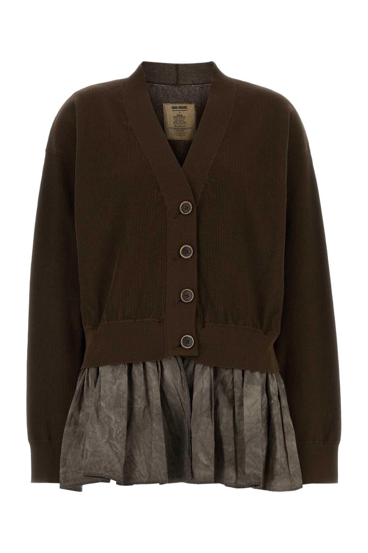 UMA WANG Brown Cotton Blend Oversize Cardigan