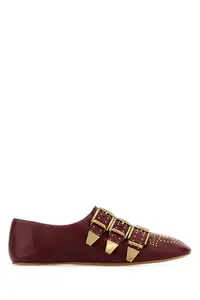 CHLOÉ Burgundy Leather Susan Ballerinas